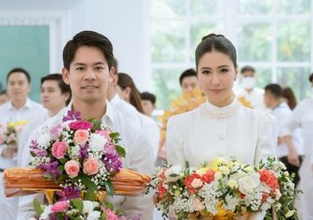 คู่รักสายบุญ ศรีริต้า-กรณ์ ทำบุญทอดกฐินพระราชทาน ณ วัดเทพนิมิตต์