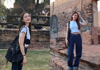 ส่องความน่ารัก ‘บัว นลินทิพย์’ เที่ยววัดไชยวัฒนาราม อยุธยา