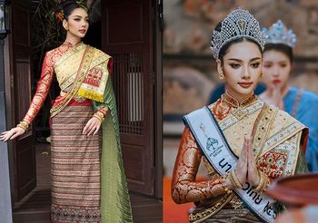 ดินสอสี พนิดา นางสาวไทยนำขบวนแห่ไหว้สาจุ่มสะหรีน้ำทิพย์ปี๋ใหม่เมือง