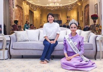 โอปอล สวยสะดุดตา ในชุดผ้าไหมธรรมชาติแบรนด์ไทย “Chayanna” สวมใส่เก็บตัวก่อนประกวด Miss Universe ที่เม็กซิโก