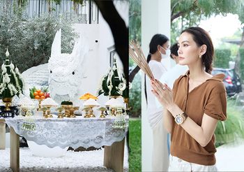 สายมูเต็มตัว เจนี่ เทียนโพธิ์สุวรรณ บวงสรวงรูปปั้นพญานาคในบ้าน