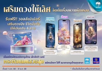 ธนาคารกรุงไทย แจกฟรี! วอลล์เปเปอร์ พระพิฆเนศ เสริมดวงปัง ๆ ชีวิตมั่งคั่ง กับ 4 ปางมงคล