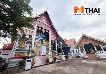 กราบพระสังกัจจายน์ ชมดอกราชพฤกษ์สีชมพู วัดมณเฑียร จ.น่าน