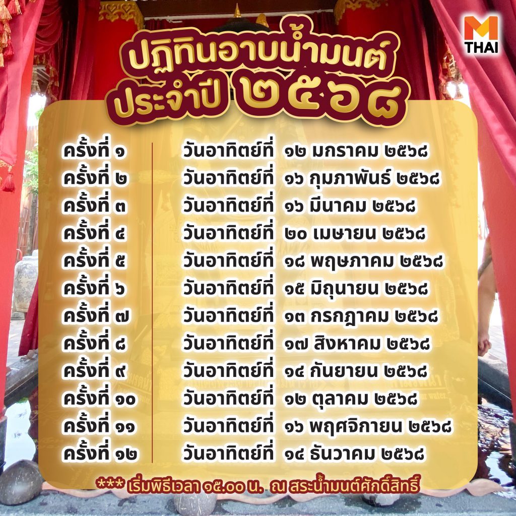 ตารางอาบน้ำมนต์วัดหงส์ 2568