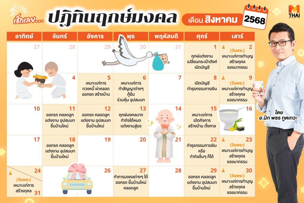 ฤกษ์มงคล สิงหาคม 2568