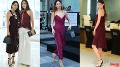 สดใสรับคริสต์มาส  รวมแฟชั่น สีแดงเบอร์กันดี  แบบดาราสาวสุดฮอต