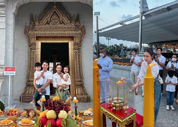 เนย โชติกา พร้อมครอบครัว ทำบุญไหว้ศาลหลักเมือง กรุงเทพมหานคร 