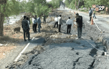 ถนนเลียบคลอง 8 คลอง 9 จ.ปทุมธานี ทรุดตัว