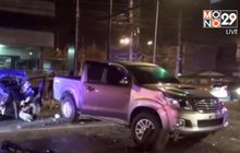 กระบะพุ่งชนรถหลายคันกลางแยกอ่างศิลาสาหัส 3 คน