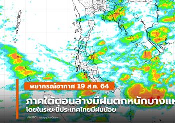 พยากรณ์อากาศ – 19 ส.ค. ประเทศไทยมีฝนน้อยในระยะนี้