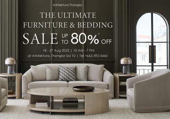 อาร์คิเทคทูรา จัดงาน The Ultimate Furniture & Bedding มอบส่วนลดสูงสุด 80% “เฟอร์นิเจอร์ ของตกแต่งบ้าน ชุดเครื่องนอน” จากแบรนด์ชั้นนําระดับโลก